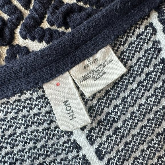 Anthropologie Moth Boho Textured Blue White Top Womens Petites SP - Picture 5 of 6